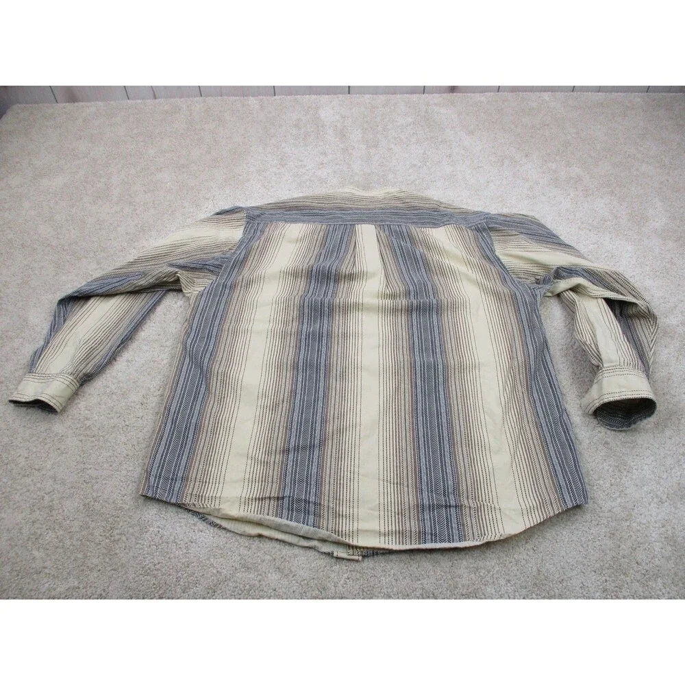 VINTAGE Tommy Hilfiger Shirt Men Medium Beige Herringbone Crest Button Up 90s - Picture 7 of 12